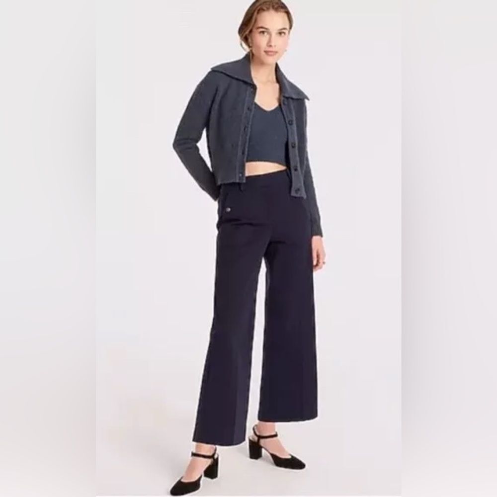J. Crew Women’s Sydney Wide-leg Pant Bi- stretch Cotton Blend Blue Size 14 NWT